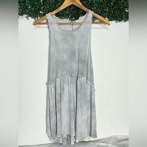 POL babydoll tank top high neck flowy zip back wash grey fog sleeveless shirt M